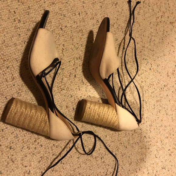 Jcrew Stella heels in canvas with leather tie straps - Picture 3 of 4